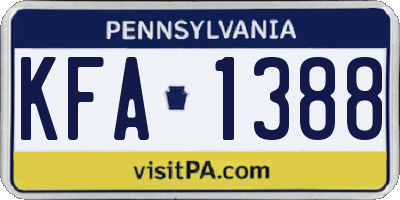 PA license plate KFA1388