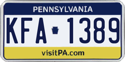 PA license plate KFA1389