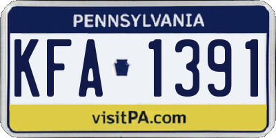 PA license plate KFA1391