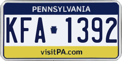 PA license plate KFA1392