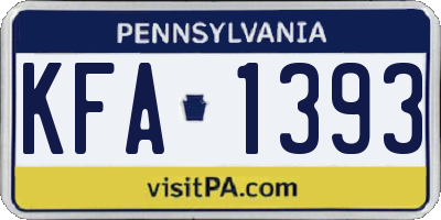 PA license plate KFA1393