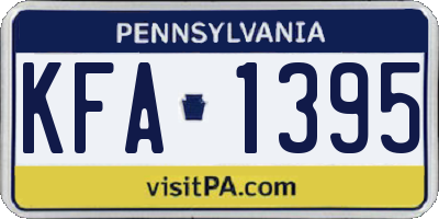 PA license plate KFA1395