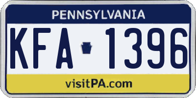 PA license plate KFA1396