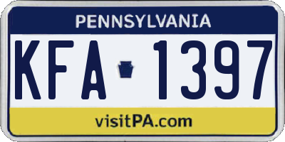 PA license plate KFA1397