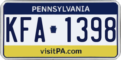 PA license plate KFA1398