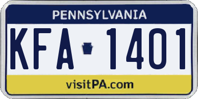PA license plate KFA1401