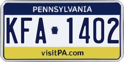 PA license plate KFA1402