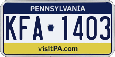 PA license plate KFA1403