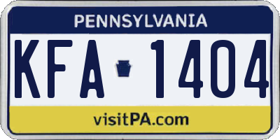 PA license plate KFA1404