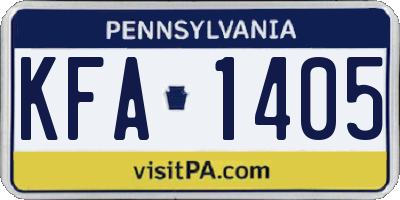 PA license plate KFA1405