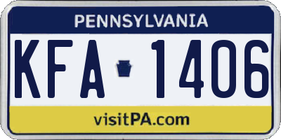 PA license plate KFA1406