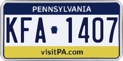 PA license plate KFA1407