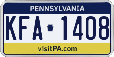 PA license plate KFA1408