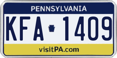 PA license plate KFA1409
