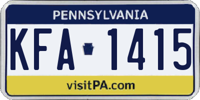 PA license plate KFA1415