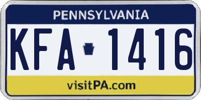 PA license plate KFA1416