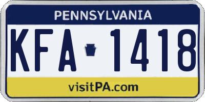 PA license plate KFA1418