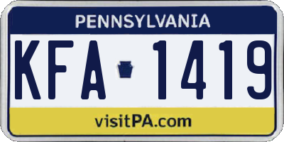 PA license plate KFA1419