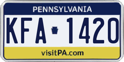 PA license plate KFA1420