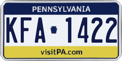 PA license plate KFA1422