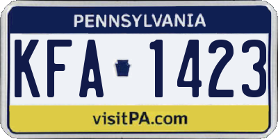 PA license plate KFA1423