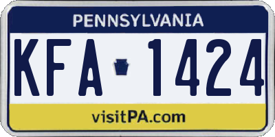 PA license plate KFA1424