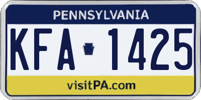 PA license plate KFA1425