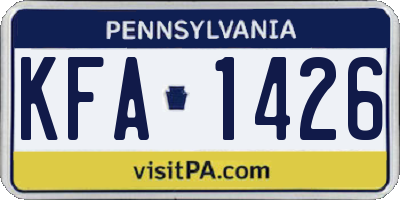 PA license plate KFA1426