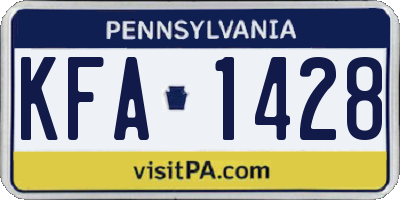 PA license plate KFA1428