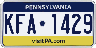 PA license plate KFA1429