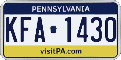 PA license plate KFA1430