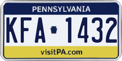 PA license plate KFA1432