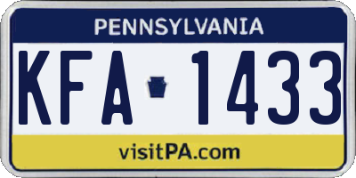 PA license plate KFA1433