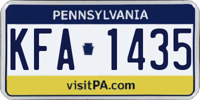 PA license plate KFA1435