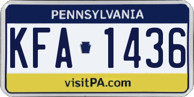 PA license plate KFA1436