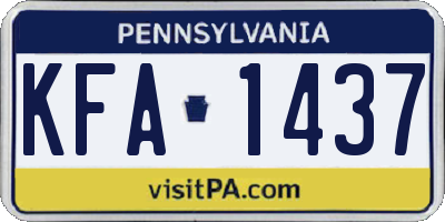PA license plate KFA1437
