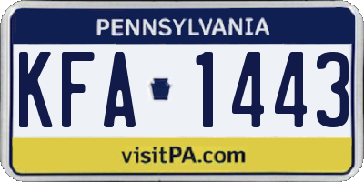 PA license plate KFA1443