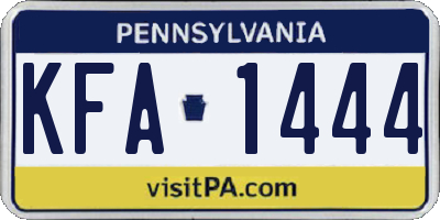 PA license plate KFA1444