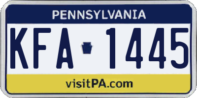 PA license plate KFA1445