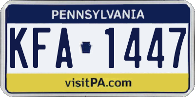 PA license plate KFA1447