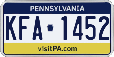 PA license plate KFA1452
