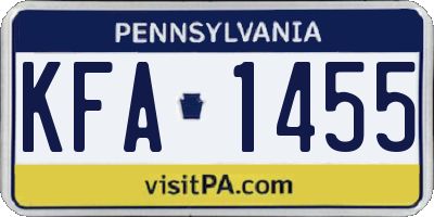 PA license plate KFA1455