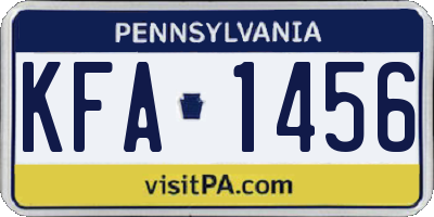 PA license plate KFA1456