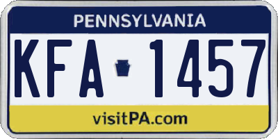 PA license plate KFA1457