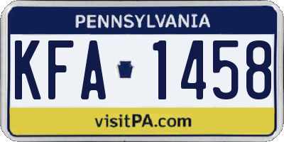 PA license plate KFA1458