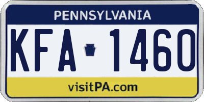 PA license plate KFA1460