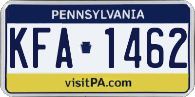 PA license plate KFA1462