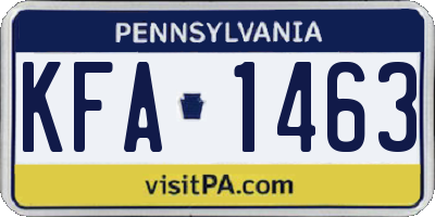 PA license plate KFA1463