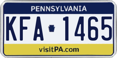 PA license plate KFA1465