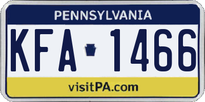 PA license plate KFA1466